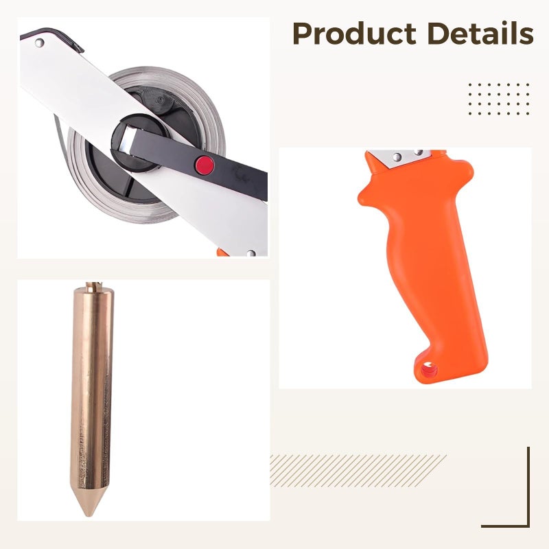 15 Meter Stainless Steel Oil Gauging Tape With Brass Plumb Bob Orange - Image 3