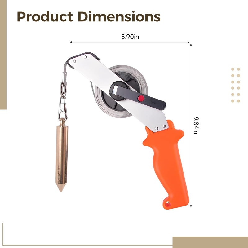 15 Meter Stainless Steel Oil Gauging Tape With Brass Plumb Bob Orange - Image 4