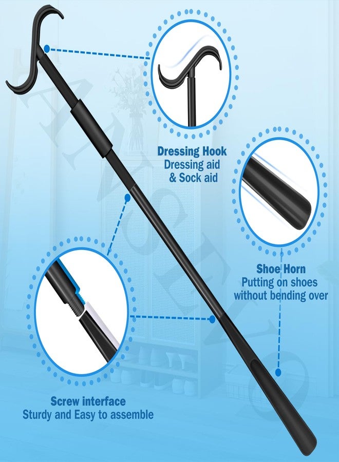 Ansevo 35 Inch Long Handle Shoe Horn for Seniors, Dressing Stick for Elderly, Portable, Detachable and Adjustable Long Shoe Horn - Sock Aids for Putting on Socks, Shirts, Shoes, Pants - Image 4