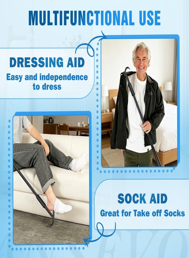 Ansevo 35 Inch Long Handle Shoe Horn for Seniors, Dressing Stick for Elderly, Portable, Detachable and Adjustable Long Shoe Horn - Sock Aids for Putting on Socks, Shirts, Shoes, Pants - Image 5