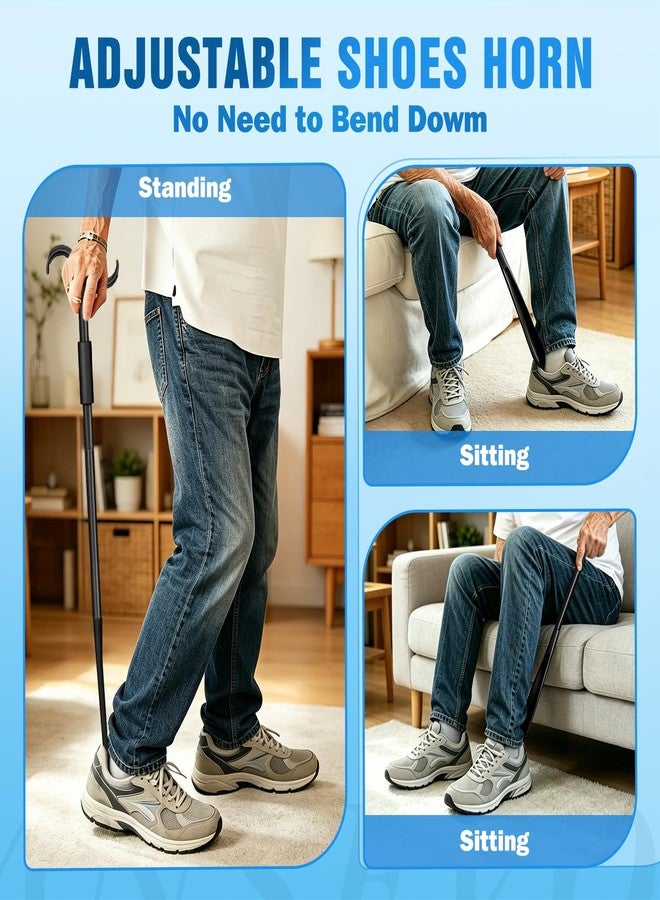 Ansevo 35 Inch Long Handle Shoe Horn for Seniors, Dressing Stick for Elderly, Portable, Detachable and Adjustable Long Shoe Horn - Sock Aids for Putting on Socks, Shirts, Shoes, Pants - Image 3