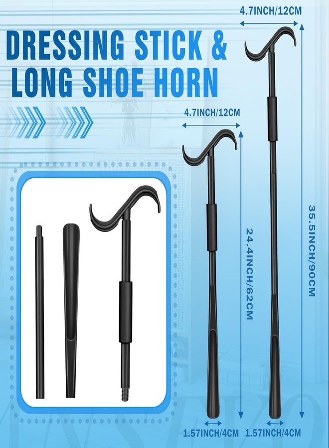 Ansevo 35 Inch Long Handle Shoe Horn for Seniors, Dressing Stick for Elderly, Portable, Detachable and Adjustable Long Shoe Horn - Sock Aids for Putting on Socks, Shirts, Shoes, Pants - Image 2