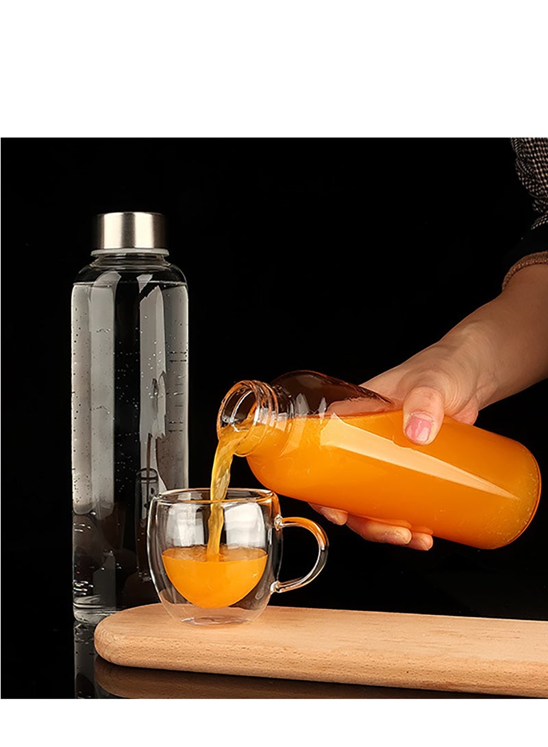 زجاجات شفافة سعة 18 أونصة مع أغطية، مجموعة من 6، زجاجات عصير قابلة لإعادة الاستخدام والتعبئة، حاويات تخزين سائلة بفم واسع، 100% مقاومة للتسرب، خالية من BPA، مع فرشاة تنظيف/صواني ثلج/قمع سيليكون - Image 3