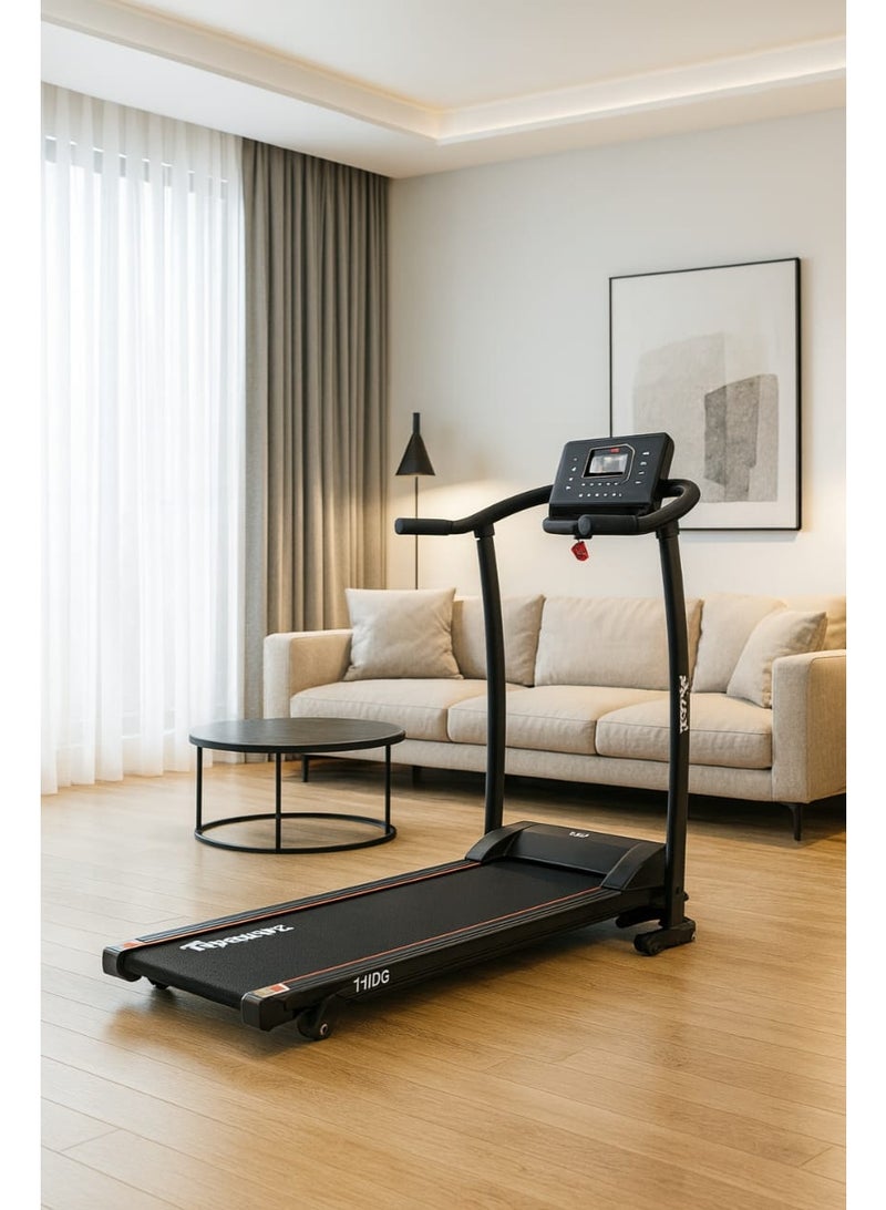 2HP Motorized Treadmill with 12 Programs, LED Display, 3 Manual Incline Levels & MP3/USB Speakers – 110kg Capacity
