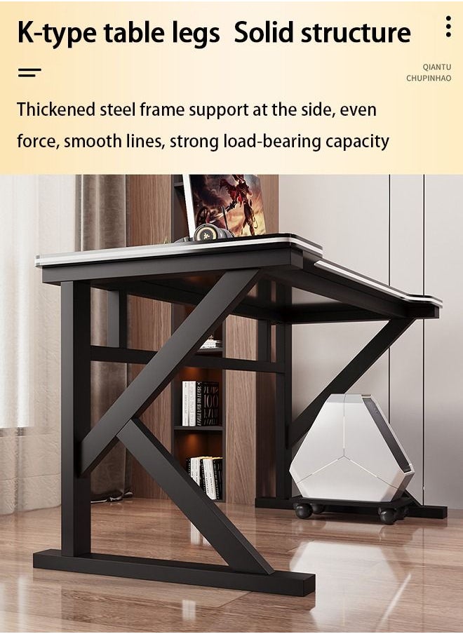 Arabest Ergonomic Gaming Desk 39 Inch,PC Gaming Table, K Shaped Gaming Computer Desk, Carbon Fiber Home Office Gamer Desk Black  - Image 5