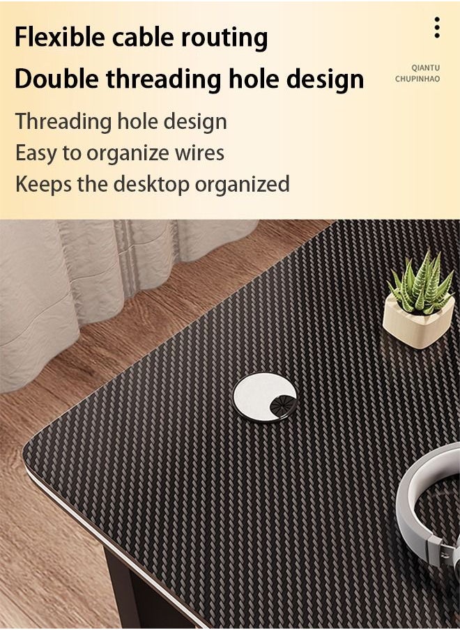 Arabest Ergonomic Gaming Desk 39 Inch,PC Gaming Table, K Shaped Gaming Computer Desk, Carbon Fiber Home Office Gamer Desk Black  - Image 3