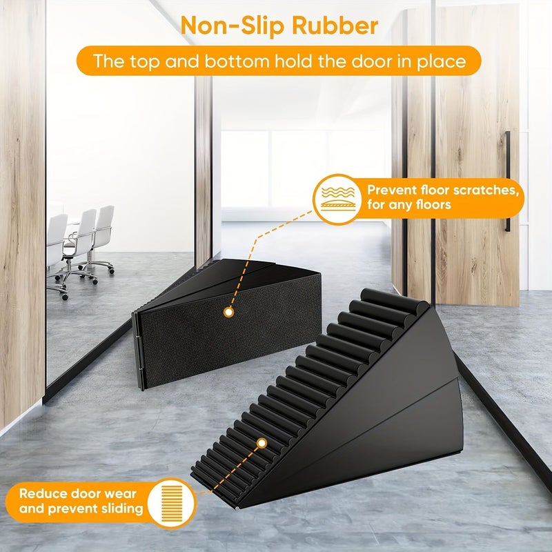 Black Heavy Duty Adjustable Spring Door Stopper 7 Point 62cm Tall Wedge With 3 Point 58 Inch Wide Base Oil Rubbed Metal Construction For Bottom Of Door Protection Fits Any Heavy Door Industrial Strength Design - Image 5