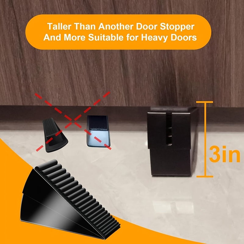 Black Heavy Duty Adjustable Spring Door Stopper 7 Point 62cm Tall Wedge With 3 Point 58 Inch Wide Base Oil Rubbed Metal Construction For Bottom Of Door Protection Fits Any Heavy Door Industrial Strength Design - Image 3