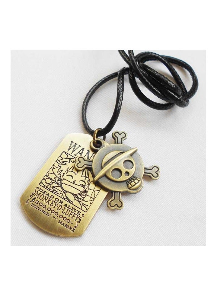 Anime One-Piece Luffy Skeleton Pendant Necklace Pirate Rope Chain Pendant Necklace For Man Boy Cap Cosplay Boy Man