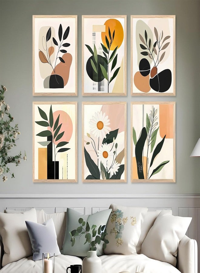 ARAkri Modern Botanical Wall Art Prints, Set of 6, Abstract Minimalist Floral Designs, Wall Photo Frames set, Living Room Decor, Wall Decor for Home Office (Art 1, 10 x 13 inch) - Image 1