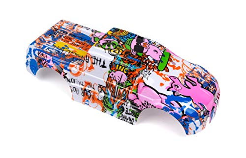 SummitLink Custom Body Compatible for TE Maxx Shell Cover EMaxx 110 Scale RC Car Truck not Included Graffiti Pink Pig - Image 1