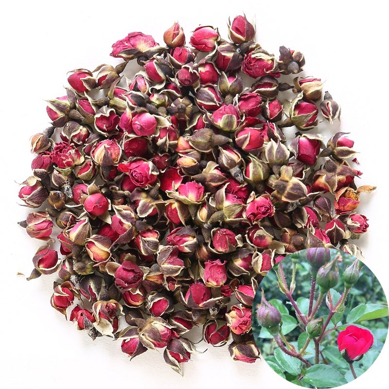 TooGet Fragrant Natural Deep Red Rose Buds Petals Organic Dried GoldenRim Rose Flowers Wholesale Culinary Food Grade 4 OZ