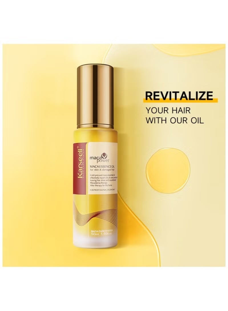 Karseell Maca Care Moroccan Argan Oil Hair Serum, a collagen-rich oil for deep repair of dry and damaged hair - 50ml - Image 3