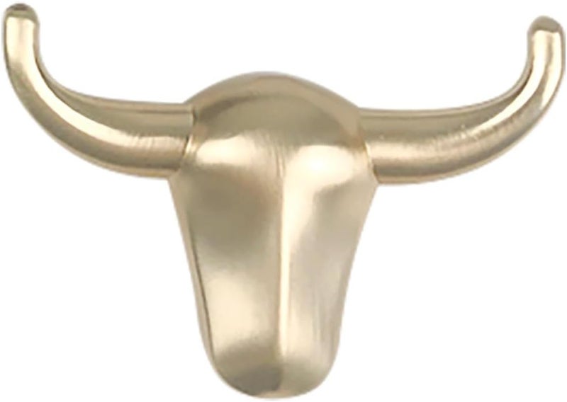 SHERCHPRY Cow Head Coat Hook Metal Wall Mounted Key Rack Towel and Bag Hanger for Entryway and Bathroom with Brushed Gold Finish - Image 1