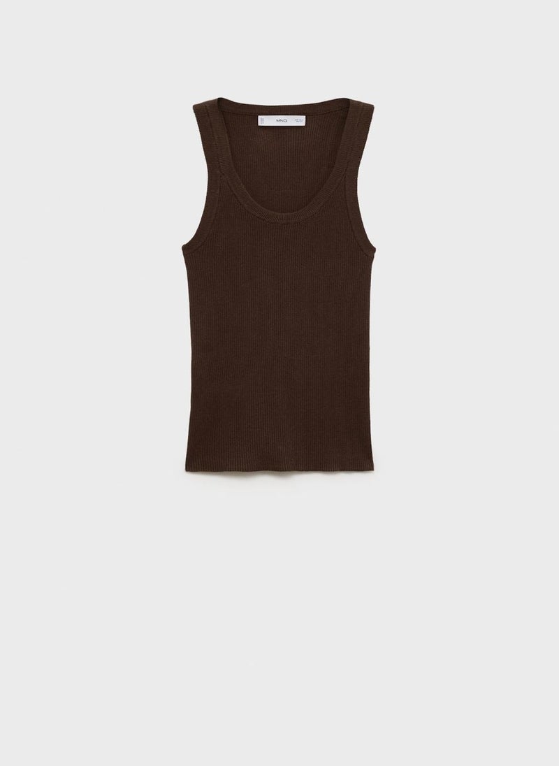 MANGO - Casual Ribbed Knit Top - Image 1