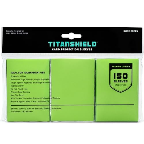 TitanShield Premium Card Sleeves Compatible with Pokemon One Piece Lorcana Flesh Blood Magic The Gathering MTG 150 Sleeves Standard 1 Slime Green Standard 66x91mm - Image 1