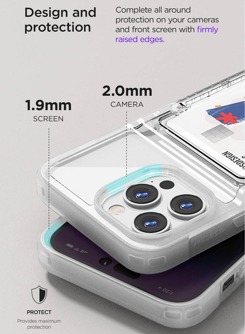 VRS Design Neo Flip iPhone 14 Pro MAX Case Cover Wallet with Semi Automatic Snap Door Credit Card Holder Slot [2 Cards] - White Crystal  - Image 4