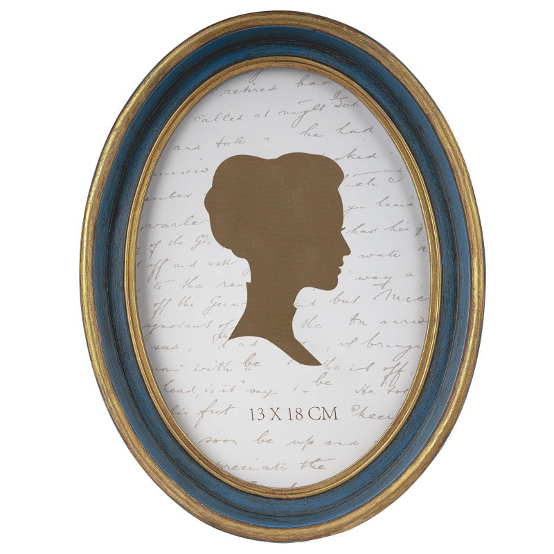 AELS 5x7 Inch Vintage Picture Frame, Elegant Antique Photo Frames with Glass Front, Photo Display, Tabletop Wall Hanging, Gift Ideas, Blue Oval with Gold Trim - Image 1
