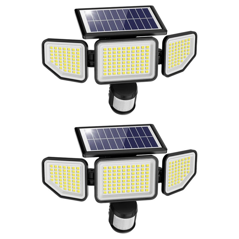 Onforu 4500LM Solar Lights Outdoor 3 Heads Security Lights with Remote Control IP65 Waterproof Motion Sensor Lights 3 Modes Flood Lights for Wall Porch Yard Outside 2 Pack
