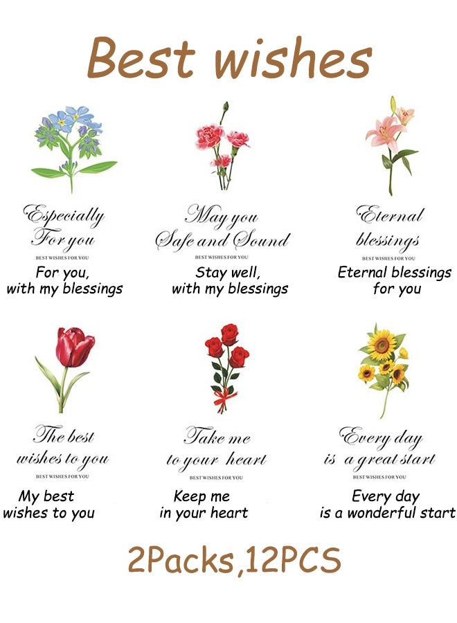 2 Packs 12 Pcs Vintage Flower Blank Folded Greeting Cards with Envelopes Sealing Stickers Assorted Card stock Note Cards for  Weddings Invitation Engagement Parties Eid Celebrations Anniversaries Birthdays All Occasions - Image 2