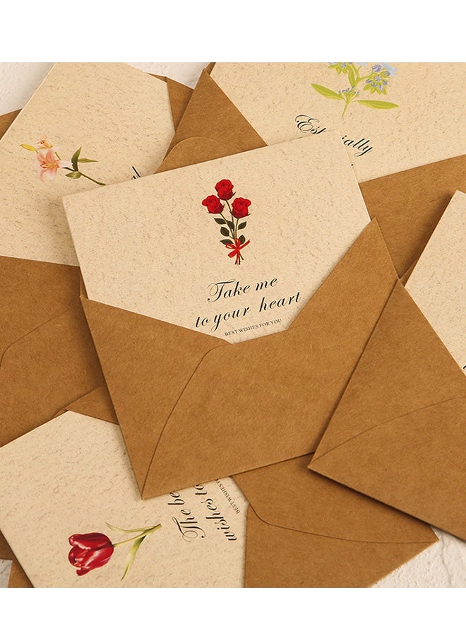 2 Packs 12 Pcs Vintage Flower Blank Folded Greeting Cards with Envelopes Sealing Stickers Assorted Card stock Note Cards for  Weddings Invitation Engagement Parties Eid Celebrations Anniversaries Birthdays All Occasions - Image 4