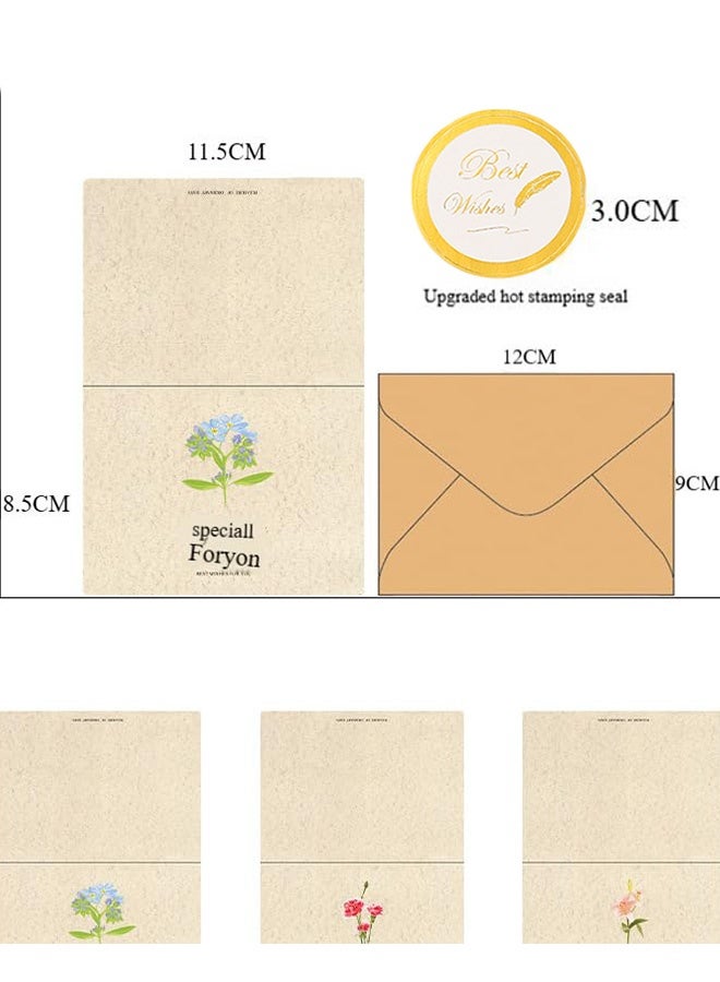 2 Packs 12 Pcs Vintage Flower Blank Folded Greeting Cards with Envelopes Sealing Stickers Assorted Card stock Note Cards for  Weddings Invitation Engagement Parties Eid Celebrations Anniversaries Birthdays All Occasions - Image 3