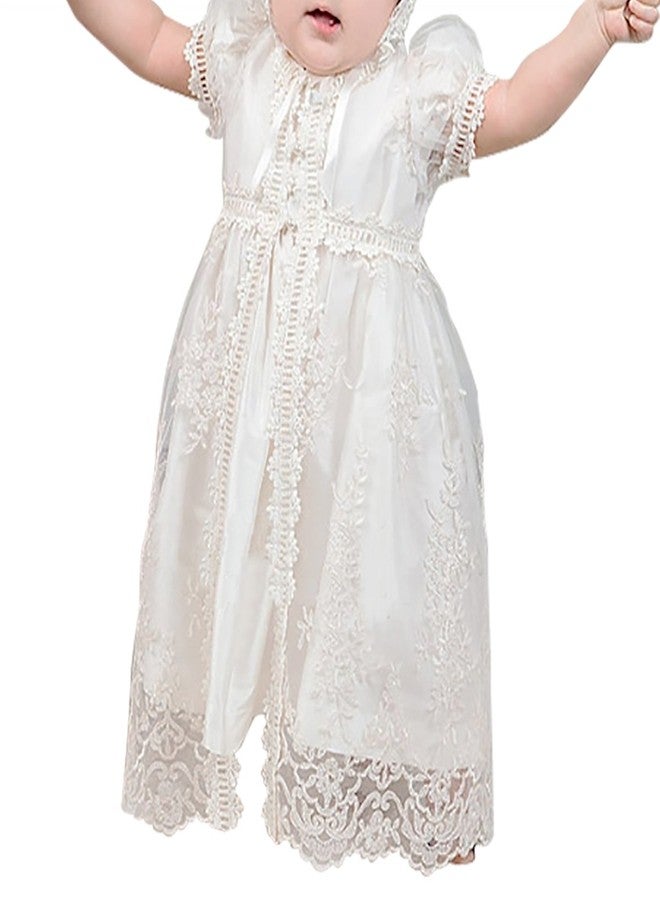 Glamulice White Baby Girl Party Dress Christening Baptism Gowns 6-12 Infant Church First Birthday Pageant Dresses Satin Newborn Princess Wedding Holiday Photo Shoot Gown with Lace Shoes Outfits 6M - Image 5