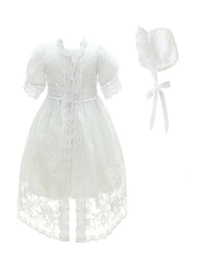 Glamulice White Baby Girl Party Dress Christening Baptism Gowns 6-12 Infant Church First Birthday Pageant Dresses Satin Newborn Princess Wedding Holiday Photo Shoot Gown with Lace Shoes Outfits 6M - Image 2