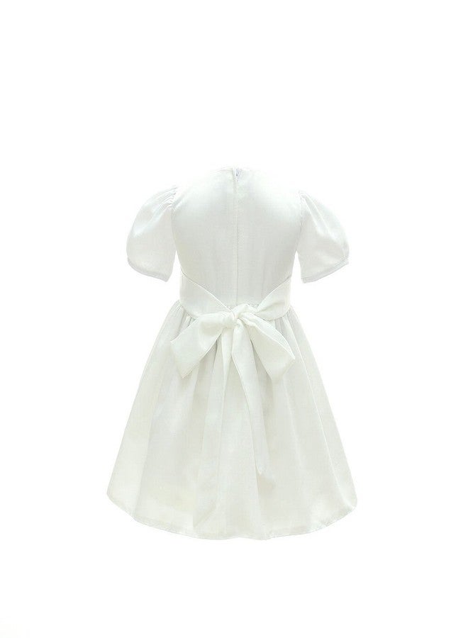 Glamulice White Baby Girl Party Dress Christening Baptism Gowns 6-12 Infant Church First Birthday Pageant Dresses Satin Newborn Princess Wedding Holiday Photo Shoot Gown with Lace Shoes Outfits 6M - Image 3