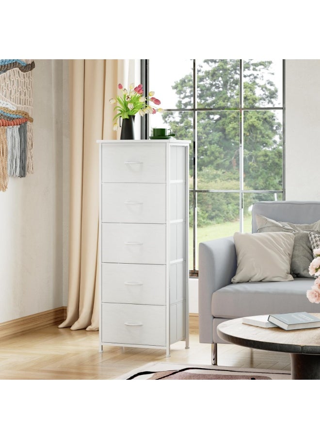 Apexll Tall 5-Drawer Fabric Dresser – Space-Saving Storage Tower with Wood Top & Sturdy Steel Frame – Lightweight Organizer for Bedroom, Closet, Hallway or Entryway  - Image 4