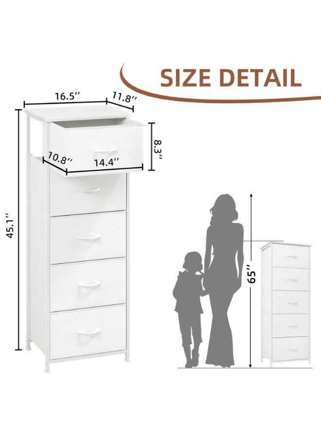 Apexll Tall 5-Drawer Fabric Dresser – Space-Saving Storage Tower with Wood Top & Sturdy Steel Frame – Lightweight Organizer for Bedroom, Closet, Hallway or Entryway  - Image 3
