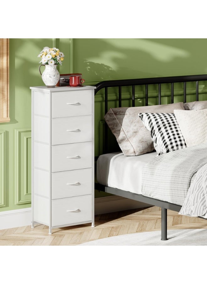 Apexll Tall 5-Drawer Fabric Dresser – Space-Saving Storage Tower with Wood Top & Sturdy Steel Frame – Lightweight Organizer for Bedroom, Closet, Hallway or Entryway  - Image 2