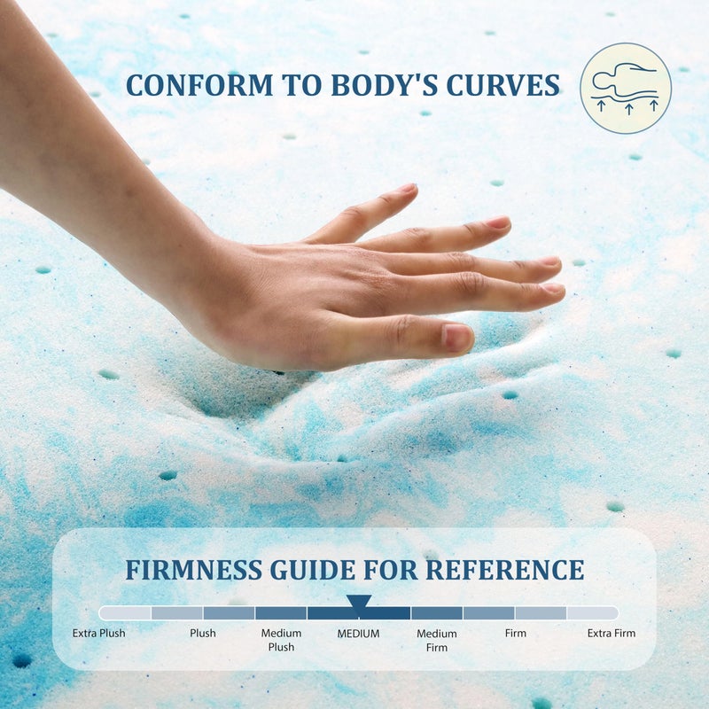 MLILY EGO Topper 2 Inch Queen Memory Foam Mattress Topper, Cooling Gel Foam Mattress Topper for Pressure Relief, Ventilated Design Bed Topper in a Box, CertiPUR-US Certified, 60"Ã—80", Medium - Image 2