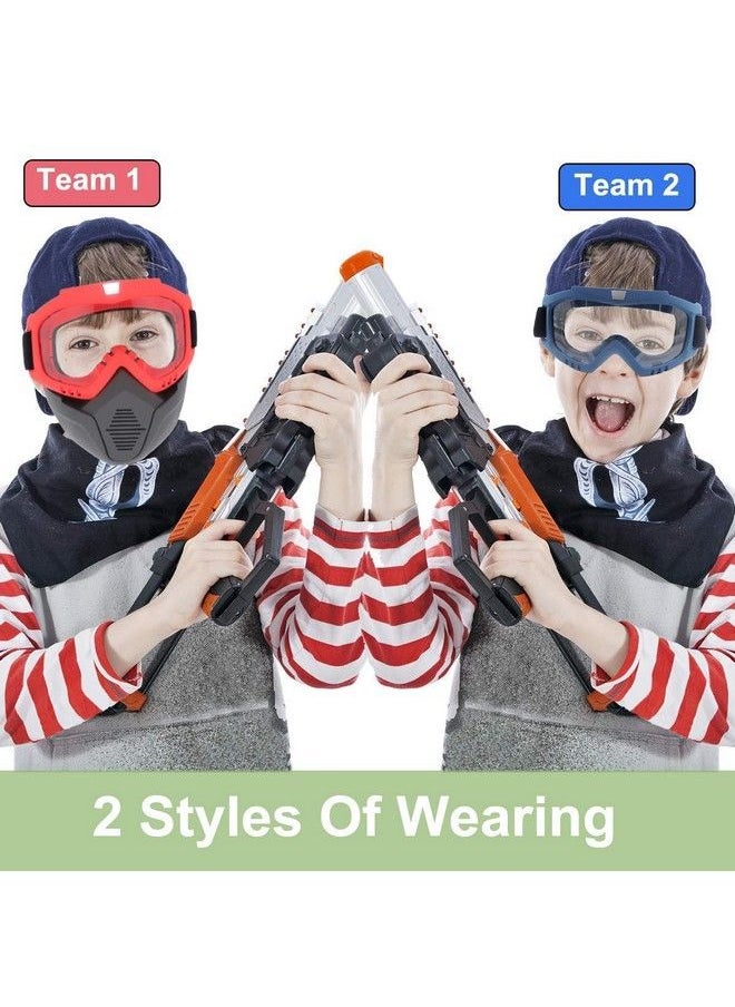 POKONBOY - 2 Pack Tactical Mask With Goggles Compatible With Nerf Rival Apollo Zeus Khaos Atlas & Artemis Blasters Rival Mask Red & Blue - Image 1