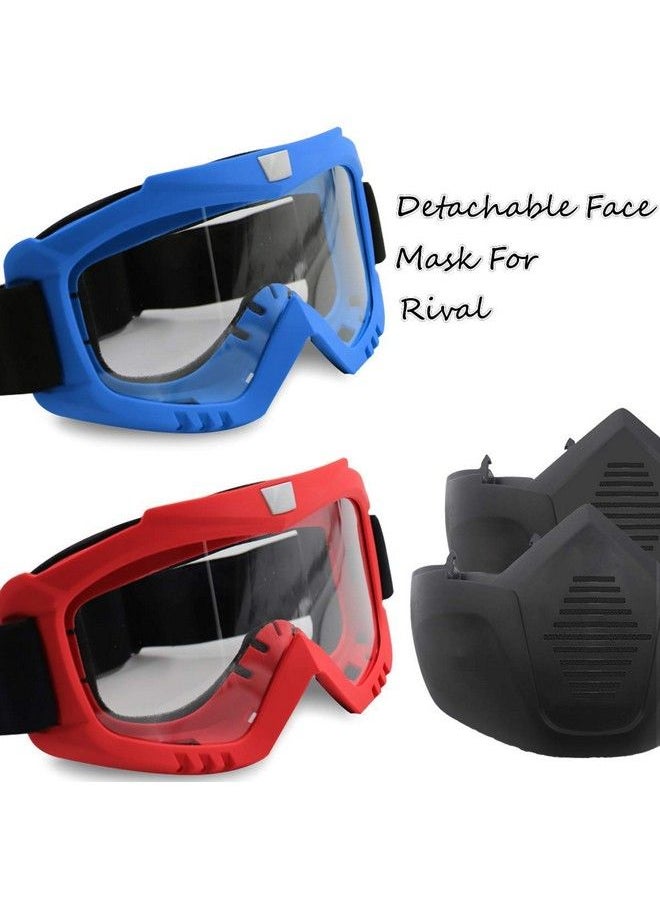 POKONBOY - 2 Pack Tactical Mask With Goggles Compatible With Nerf Rival Apollo Zeus Khaos Atlas & Artemis Blasters Rival Mask Red & Blue - Image 1