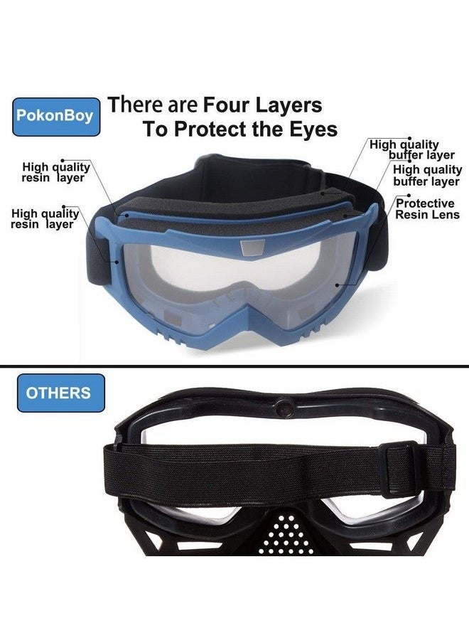 POKONBOY - 2 Pack Tactical Mask With Goggles Compatible With Nerf Rival Apollo Zeus Khaos Atlas & Artemis Blasters Rival Mask Red & Blue - Image 1