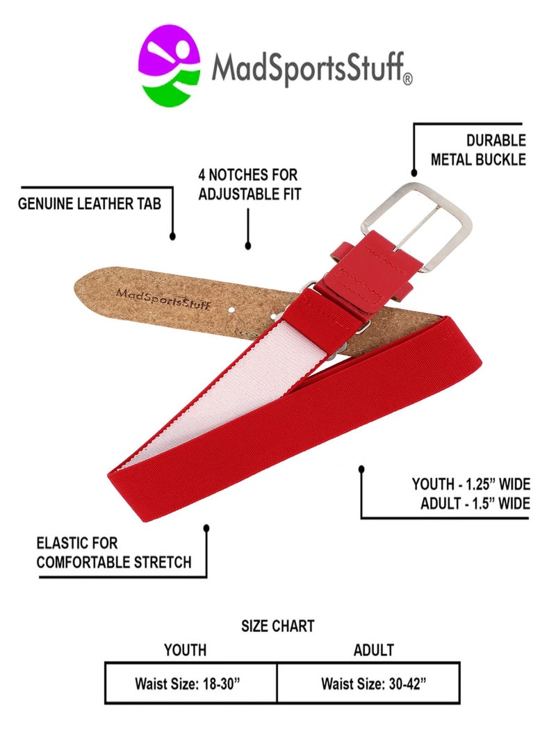 MadSportsStuff Performance Baseball Softball Belt (Adult, Scarlet) - Image 3