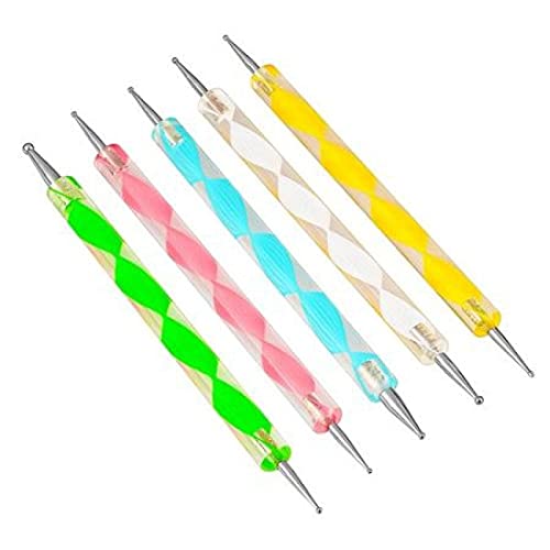 Belicia 5 Pieces 2 Way Dotting Pen Tool Nail Art Tip Dot Paint Manicure Kit Multicolor - Image 1