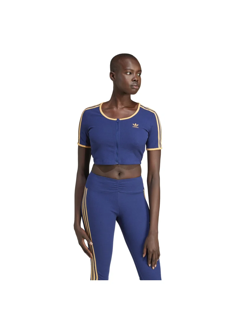 اديداس adidas RIB SS FZ TOP Blue Originals Women TOPS