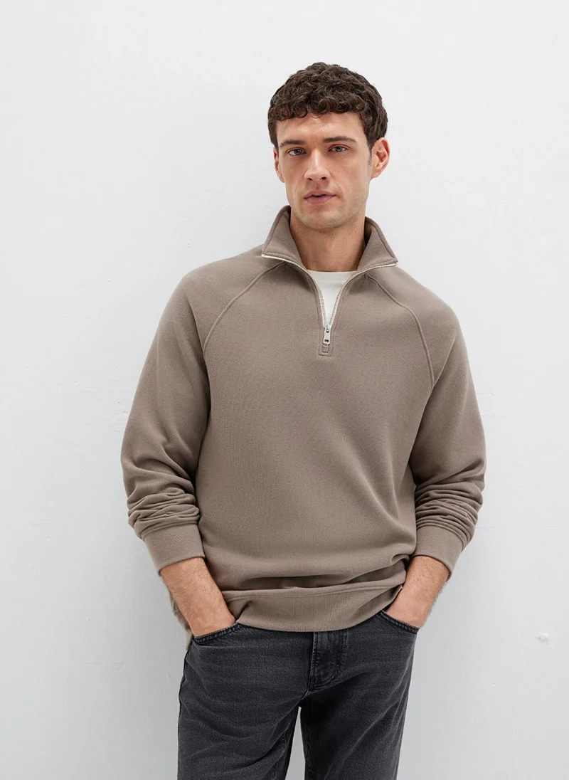 مافي Half Zip Beige Sweatshirt