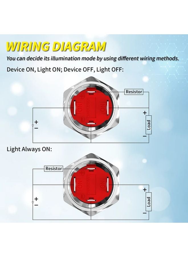 19mm Blue LED Latching Push Button Switch 12V 20A Heavy Duty Self Locking ON OFF 4 Pin - Image 5