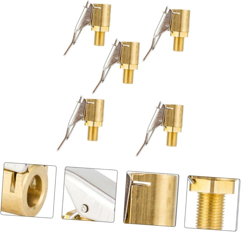 5 قطع من موصل نفخ الهواء للإطارات من النحاس للسيارات والشاحنات، سهلة التركيب - Image 3