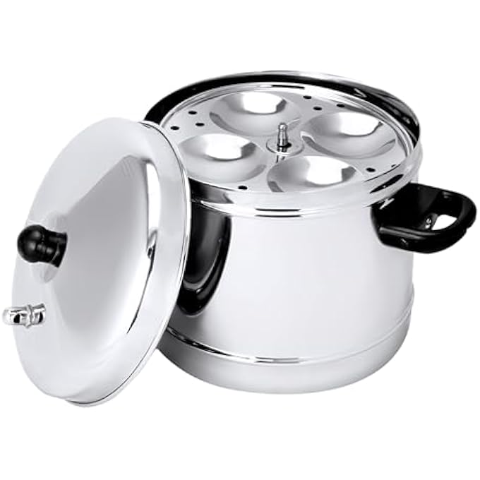 CHEF INOX Stainless Steel Idly Cooker 6 Racks 24 Idlis Dishwasher Safe Food Grade Material Heat Resistant Handle Steam Vent Multipurpose Steamer - Image 2