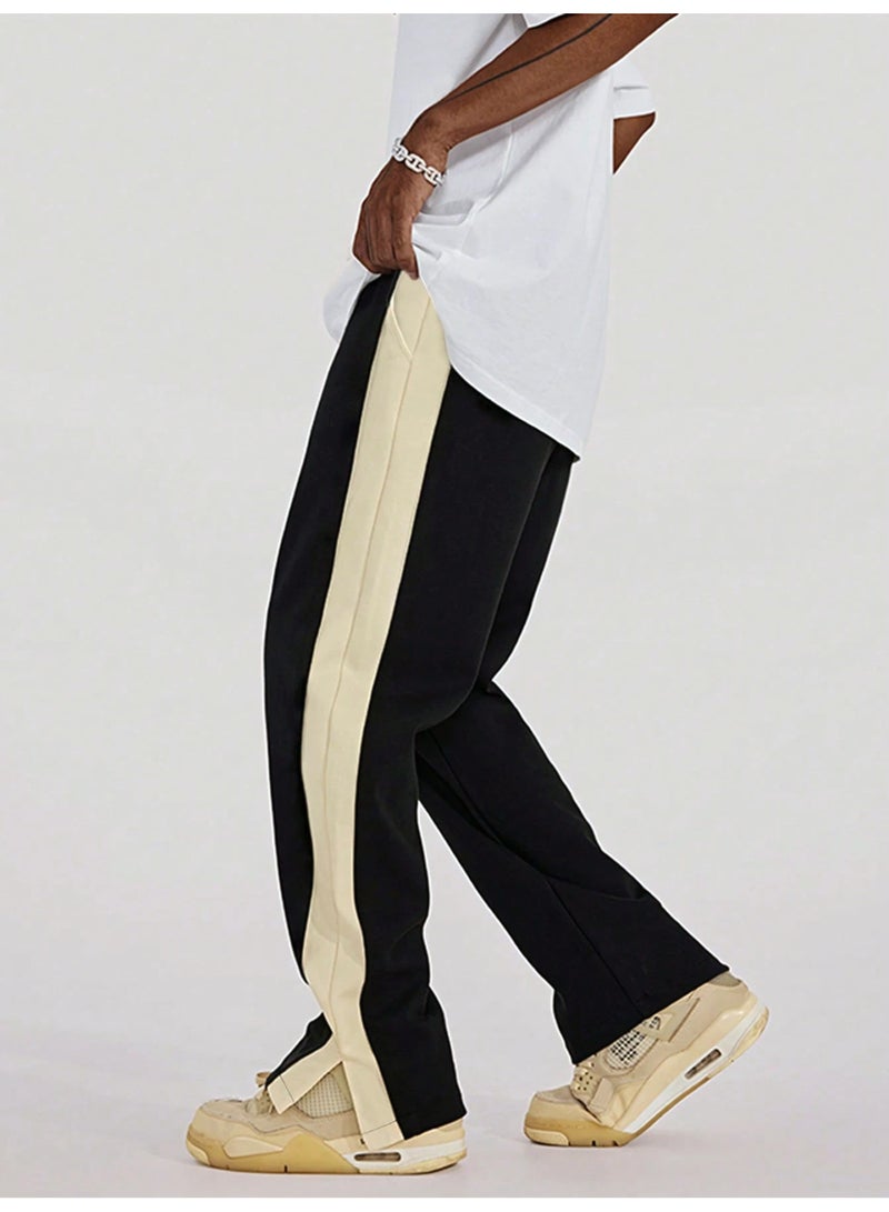 Maniac Maniac Mens ColorBlock Black and Biscuit Cotton Baggy Fit Trackpant  - Image 2