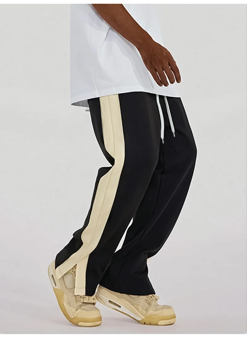Maniac Maniac Mens ColorBlock Black and Biscuit Cotton Baggy Fit Trackpant