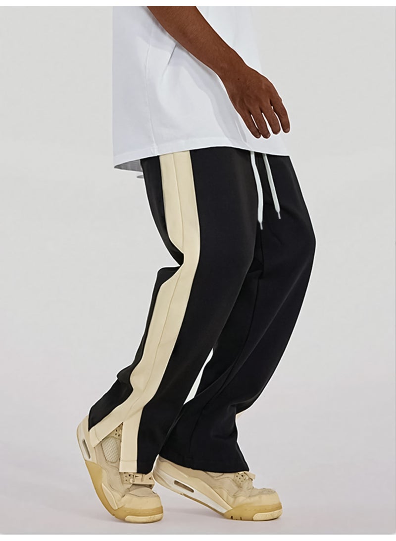 Maniac Maniac Mens ColorBlock Black and Biscuit Cotton Baggy Fit Trackpant  - Image 3