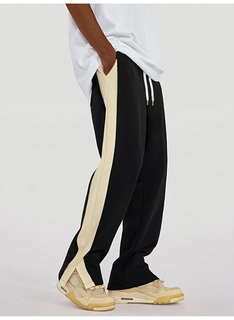 Maniac Maniac Mens ColorBlock Black and Biscuit Cotton Baggy Fit Trackpant  - Image 4