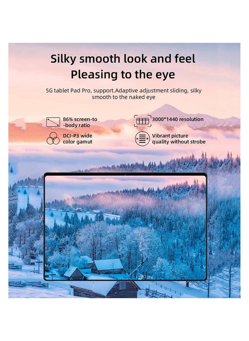 10.1-Inch HD AMOLED Display Slim Smart Tablet PC Dual SIM 5G Network Wifi Android Tablet 8GB RAM 256GB ROM Dual Camera Google Meet and Zoom Supported Gold
