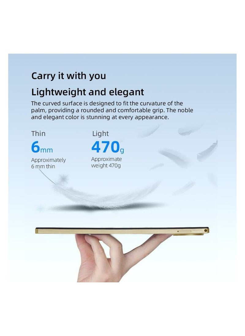 10.1-Inch HD AMOLED Display Slim Smart Tablet PC Dual SIM 5G Network Wifi Android Tablet 8GB RAM 256GB ROM Dual Camera Google Meet and Zoom Supported Gold