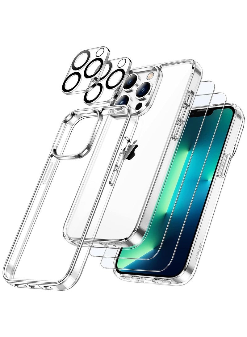 Gravity 3 in 1 Case for iPhone 14 Pro Max 6.7-Inch, with 2-Pack Screen Protector and Camera Lens Protector, Non-Yellowing Shockproof Bumper Phone Cover, Full Coverage Tempered Glass Film (Clear) - Image 1
